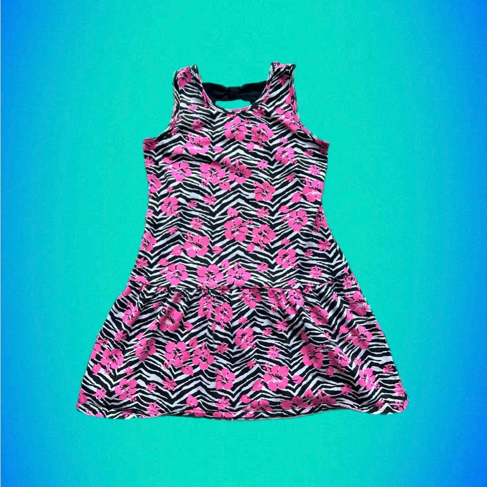 y2k mcbling pink and black zebra hibiscus tank 🌺